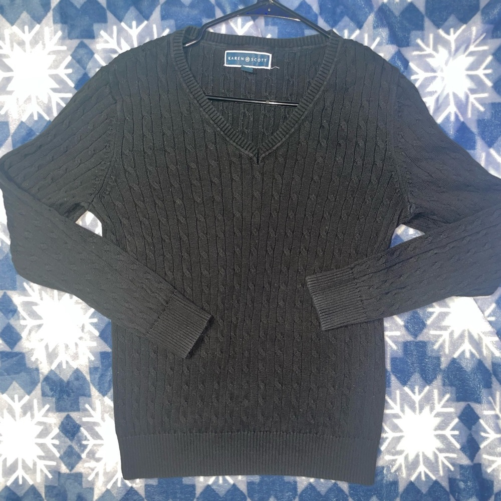V-Neck Cable Sweater